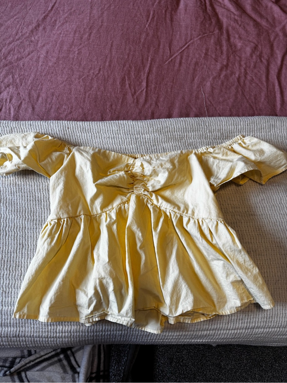 Yellow Off-Shoulder Peplum Top
